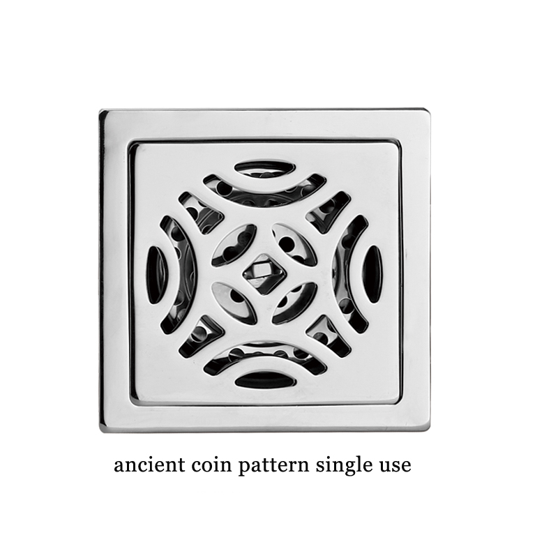 Square 6mm makapal 4 Pulgada 201 Hindi kinakalawang na asero Apple Pattern Bathroom Shower Floor Drain na may Copper Odor Proof Self Seal Core