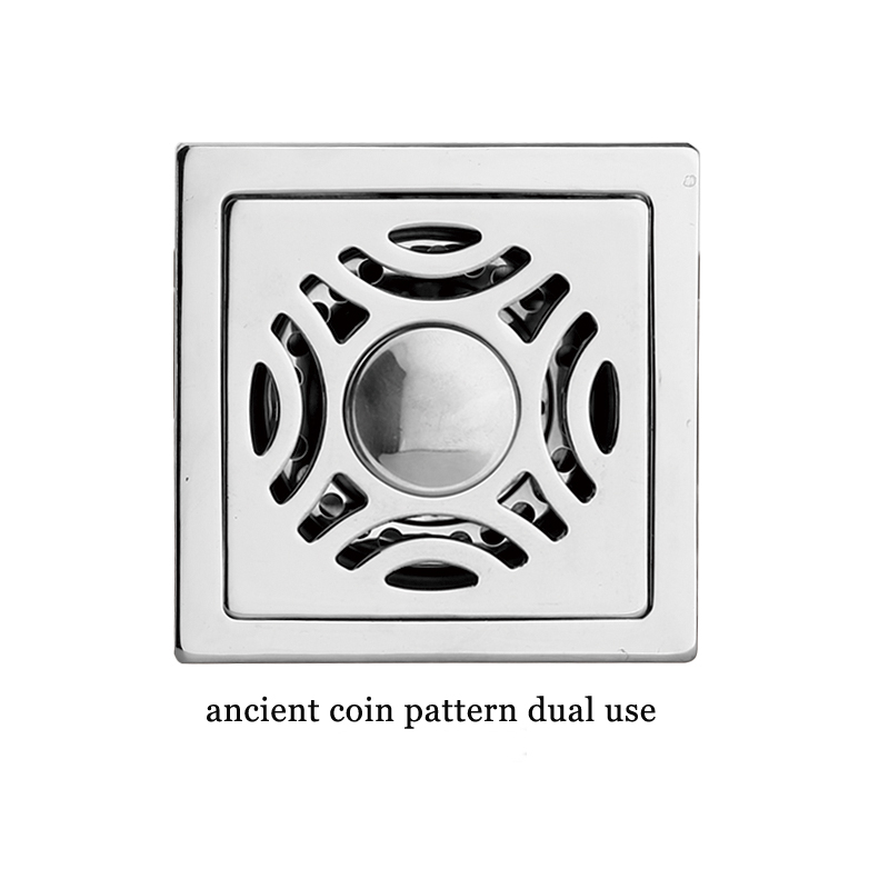 Square 6mm makapal 4 Pulgada 201 Hindi kinakalawang na asero Apple Pattern Bathroom Shower Floor Drain na may Copper Odor Proof Self Seal Core