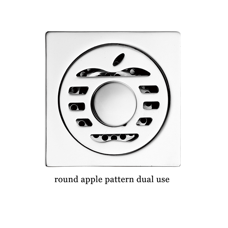 Hot Square 6mm Thick 4 Дюйм 201 Stainless Steel Round Apple Pattern Bathroom Shower Brass Anti Odor Floor Drain with Bayonet —XINZHIJIA/XUNJIA
