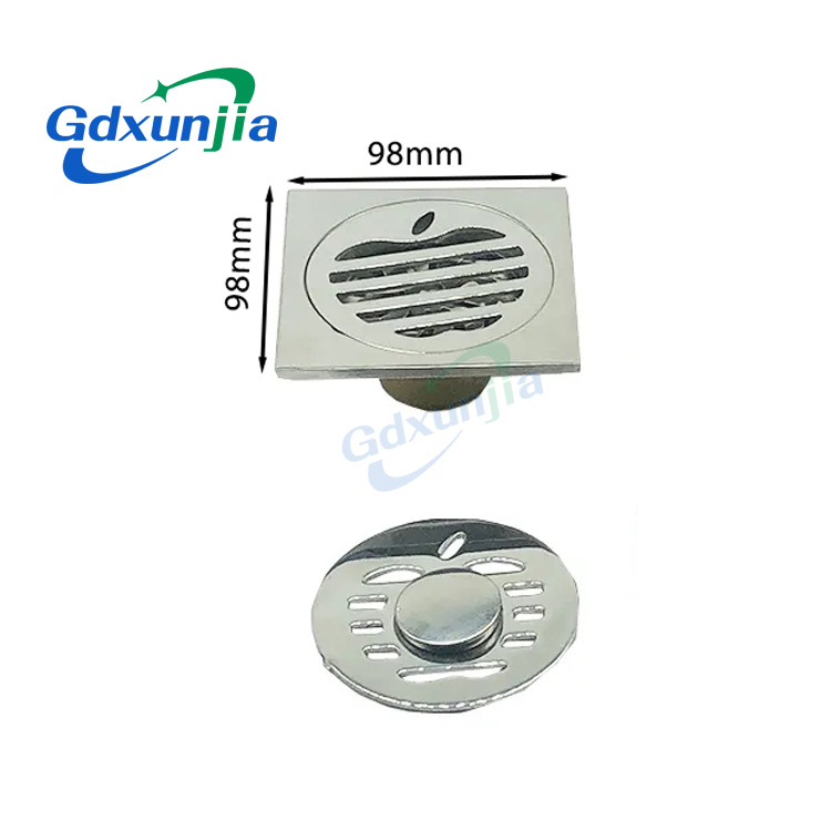 Hot Square 6mm Thick 4 Дюйм 201 Stainless Steel Round Apple Pattern Bathroom Shower Brass Anti Odor Floor Drain with Bayonet —XINZHIJIA/XUNJIA