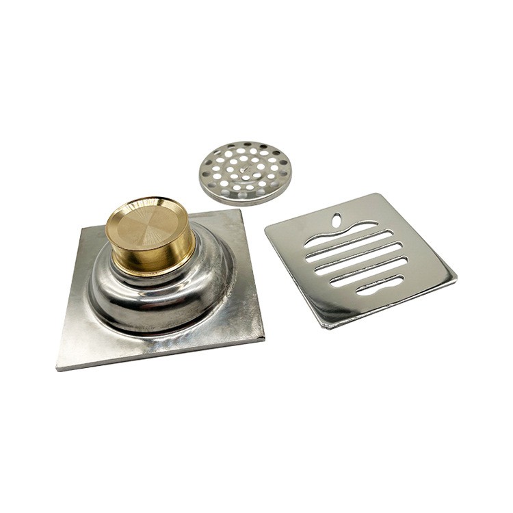 Square 6mm makapal 4 Pulgada 201 Hindi kinakalawang na asero Apple Pattern Bathroom Shower Floor Drain na may Copper Odor Proof Self Seal Core