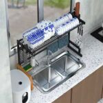 Xunjia/xinzhijia – A3 Draining Rack နှင့် Sink Kitchen Shelf မှ Stainless Steel ဒေါင်လိုက် Drain Storage Rack နှင့် Adjustable Kitchen Drying Rack ၊
