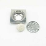 Square 10*10cm 3mm Thick Sus 201 Stainless Steel Linear Floor Drain with Pvc Anti Odor Seal Core
