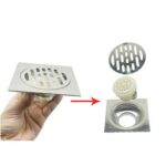 Square 10*10cm 3mm Thick Sus 201 Stainless Steel Linear Floor Drain with Pvc Anti Odor Seal Core