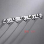 শুঞ্জিয়া/জিনঝিয়া – 2023 নতুন আধুনিক উচ্চ মানের ওয়াল বাথরুম আনুষাঙ্গিক বাথরোব ঝুলন্ত 5 হুক স্টেইনলেস স্টীল ফ্ল্যাট বার একক স্তর কোট হুক