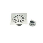 Persegi 10*10cm Tebal 2mm 201 Stainless Steel Kamar Mandi Shower Penangkap Rambut Strainer Floor Drain dengan Pipa Sambungan Diperpanjang