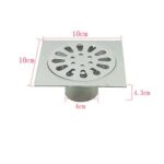 Persegi 10*10cm Tebal 2mm 201 Stainless Steel Kamar Mandi Shower Penangkap Rambut Strainer Floor Drain dengan Pipa Sambungan Diperpanjang
