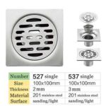 Persegi 10*10cm Tebal 2mm 201 Stainless Steel Kamar Mandi Shower Penangkap Rambut Strainer Floor Drain dengan Pipa Sambungan Diperpanjang